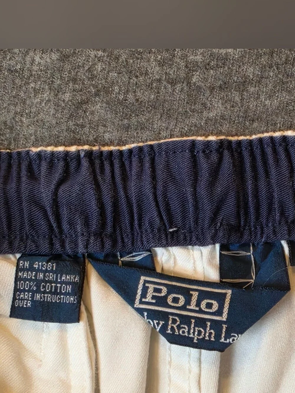 Polo Ralph Lauren Mens Shorts Medium Cream Elastic-Waist Preppy Sporty Travel